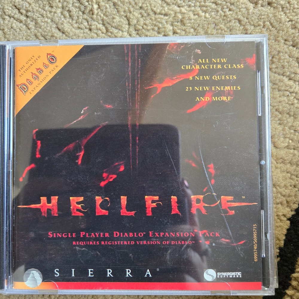 Diablo Hellfire PC Expansion Pack Sierra Synergistic Software 1997 Vintage RPG